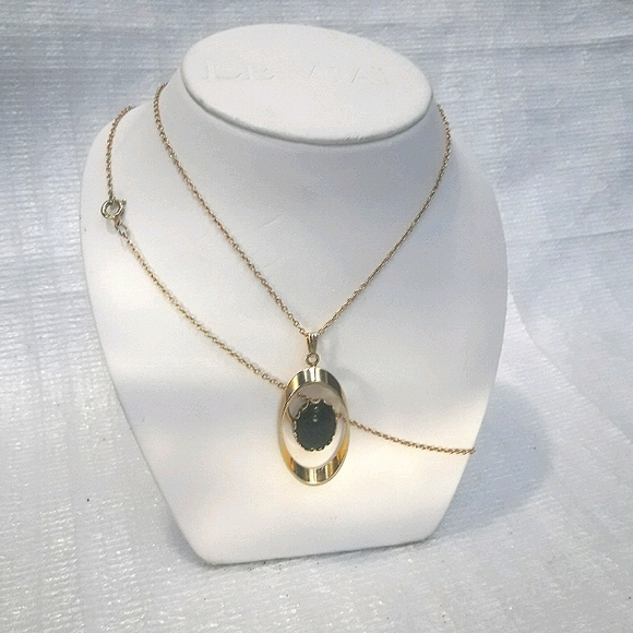 Stone Necklace Pendant Mid Century Modern Vintage Jewelry Natural Stone - Picture 3 of 8